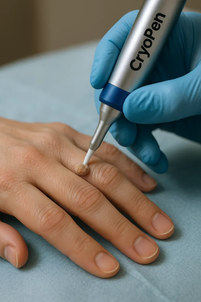example of cryopen wart removal Royal Wootton Bassett treatment on a persons finger