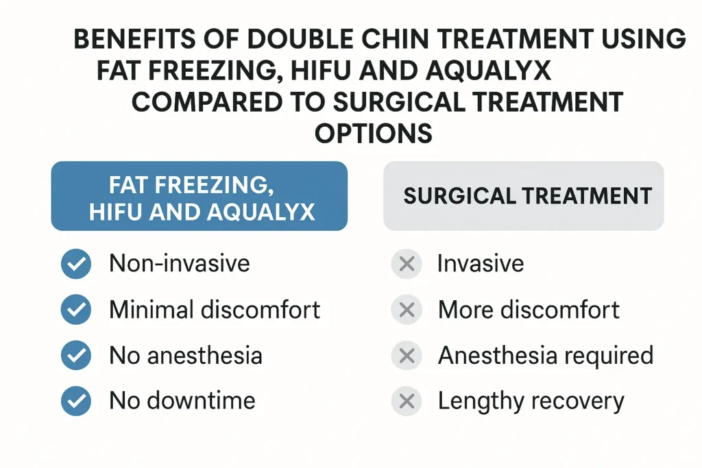 Graphic about the benefits of double chin treatment Royal Wootton Bassett - from LA LIPO