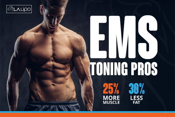Graphic of man with toned body showing the benefits of LA-EMS Body Sculpting Royal Wootton Bassett treatment