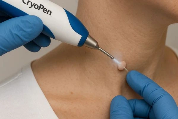 Person receiving Cryotherapy skin tag removal Royal Wootton Bassett