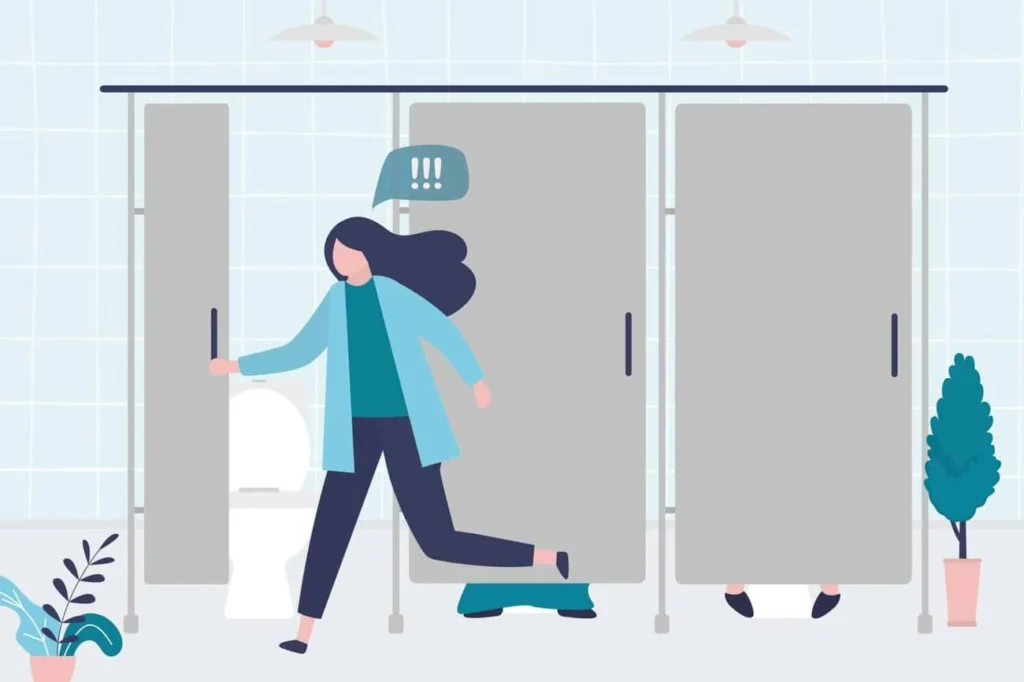 graphic of Urine incontinence Royal Wootton Bassett woman running to the toilet.
